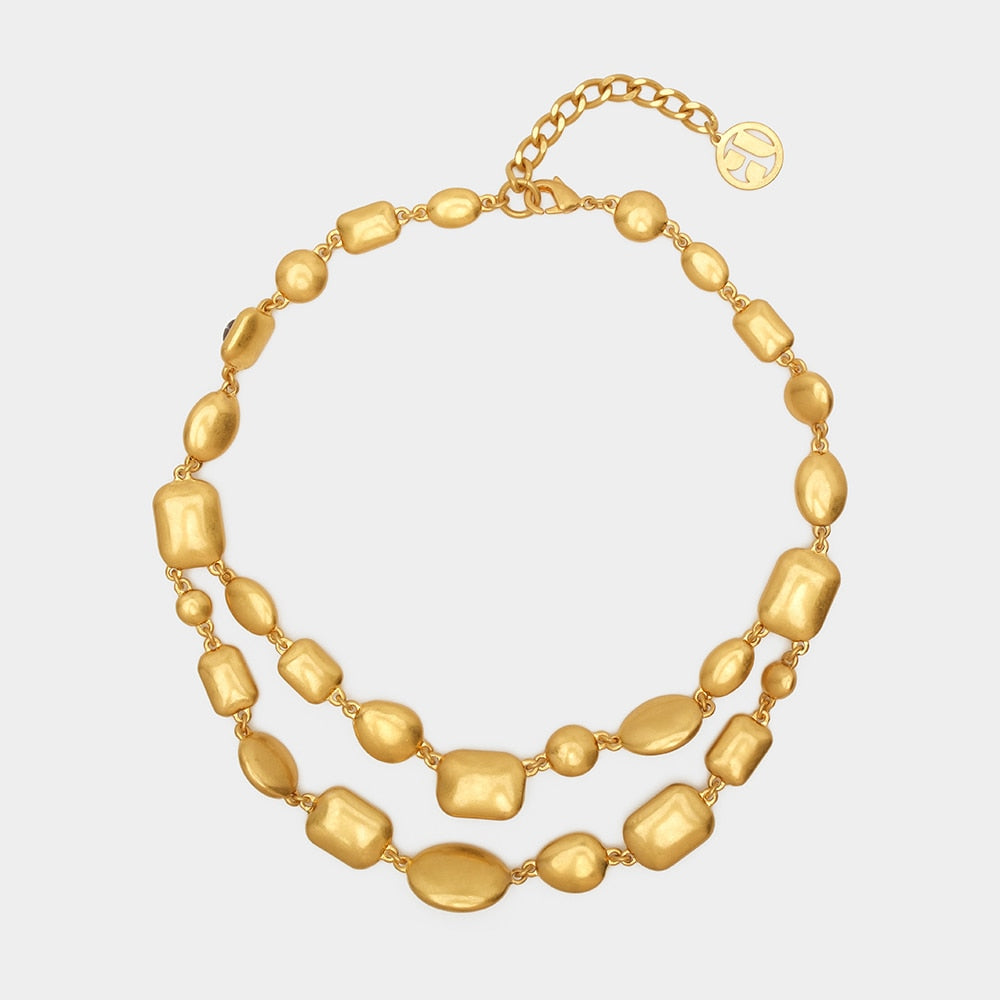 Gold Muliti-Color Resin Chain Necklace