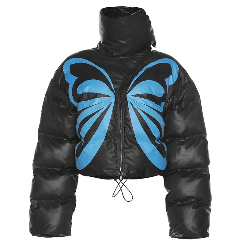 Butterfly Printed Puffer Jacket