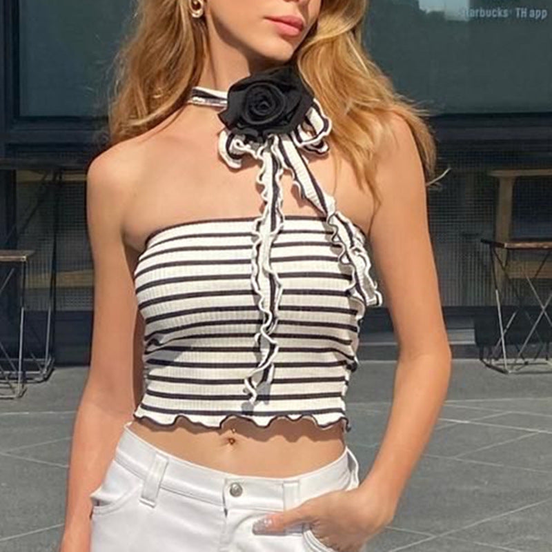 Knitted Striped Y2K Tube Crop Top
