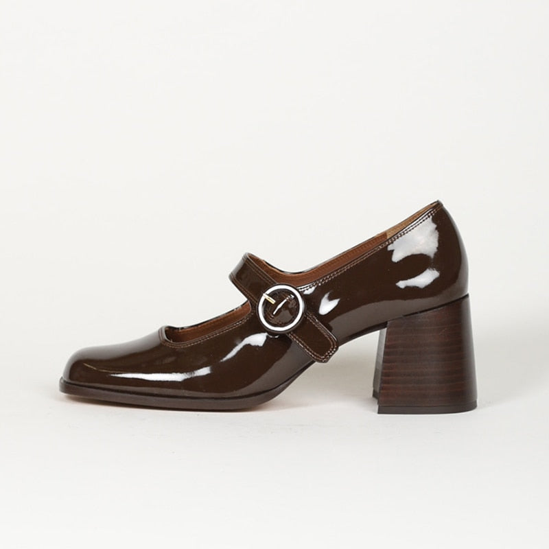 Genuine Leather Square heel Heels