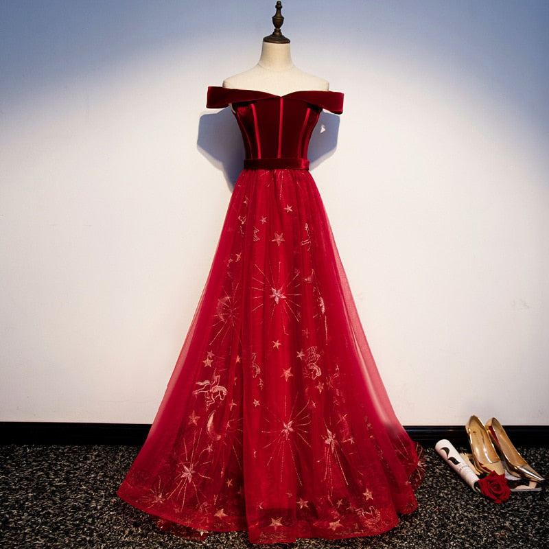 Elegant Velvet Tulle Gown