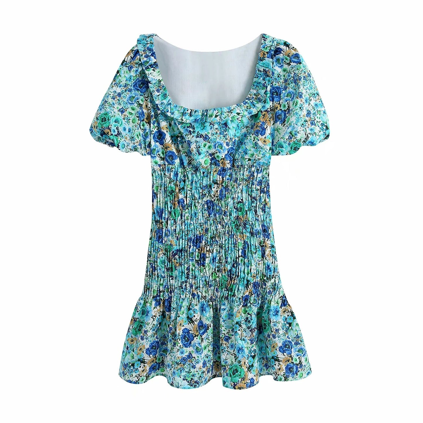 Green Floral Print Beach Mini Dress