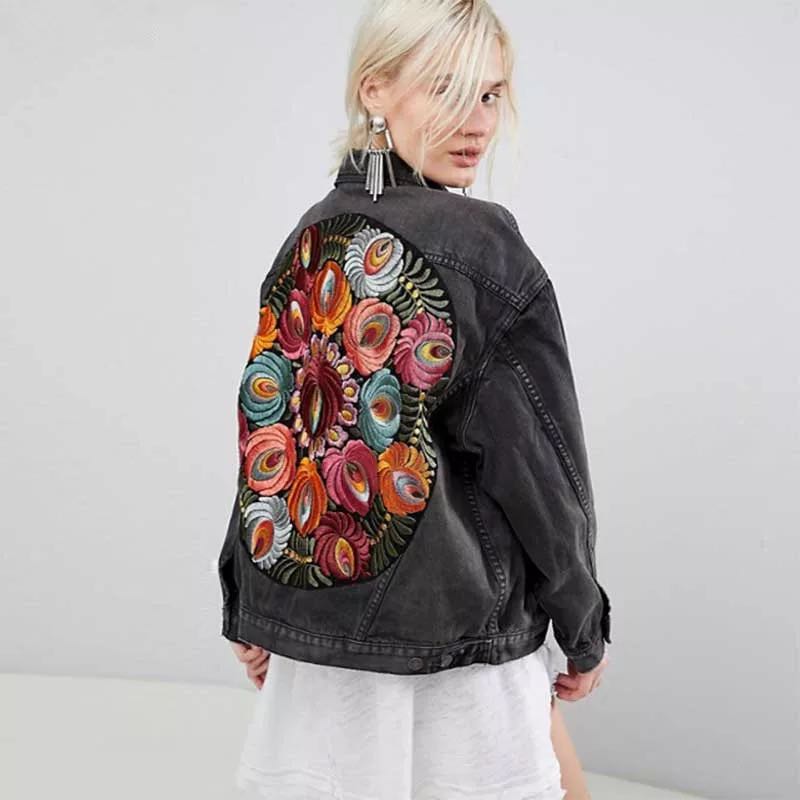 Floral Embroidery Denim Jacket
