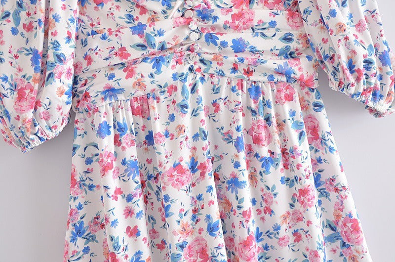 Patchwork Floral Lace Short Sleeve Mini A-line Dress