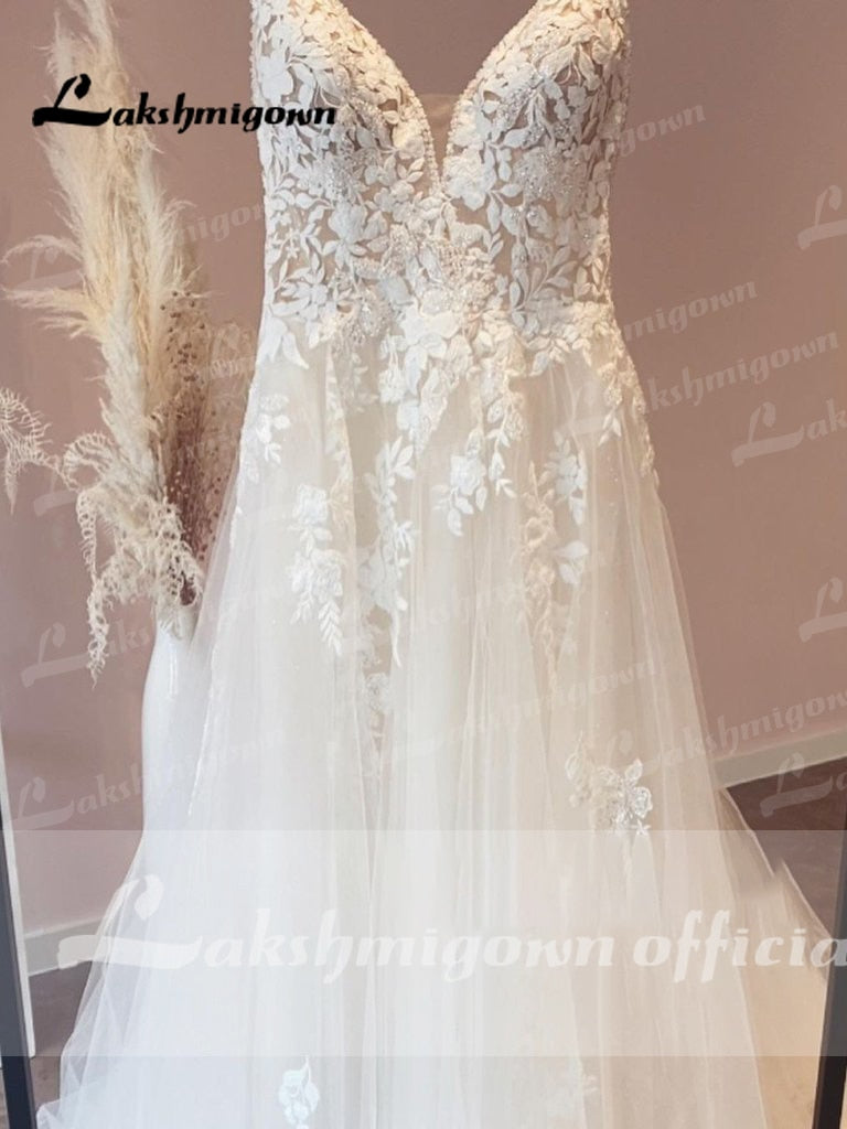 Spaghetti Straps Vintage Lace Wedding Dress