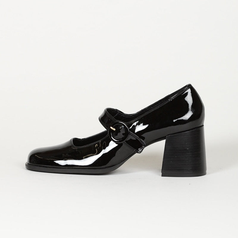 Genuine Leather Square heel Heels