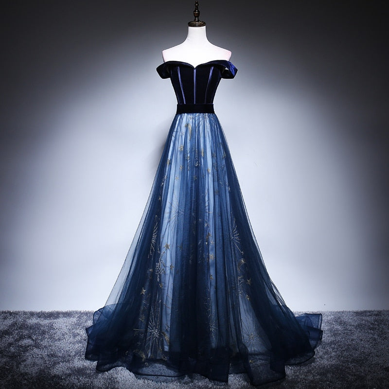 Elegant Velvet Tulle Gown