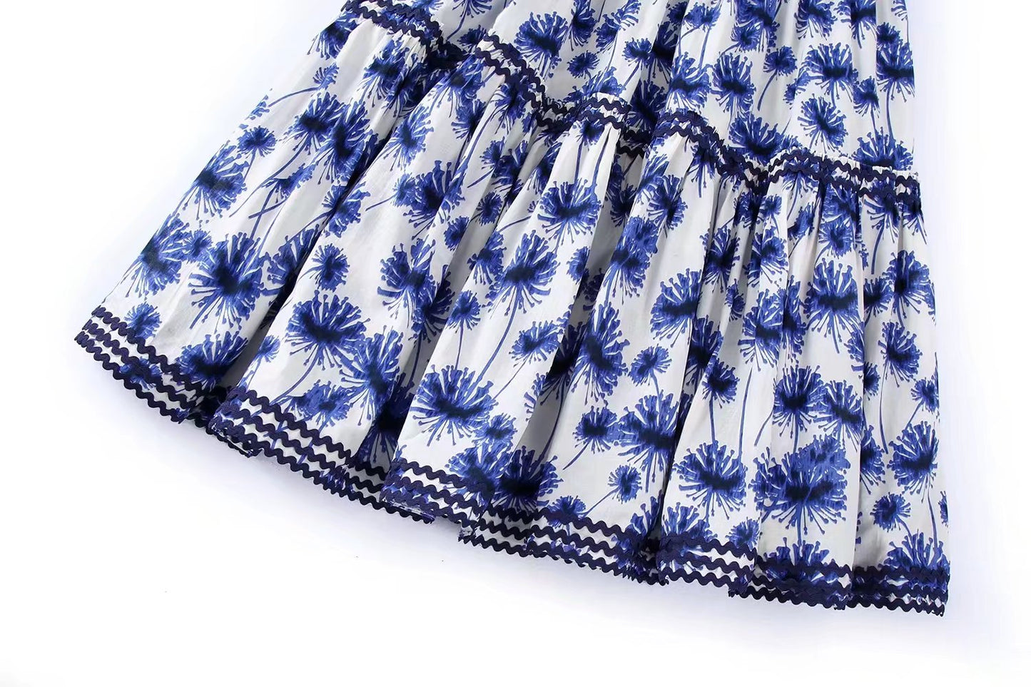 Blue Print Pleated Skirt