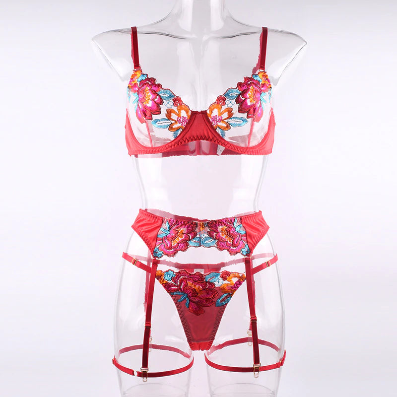 Sexy Flower Embroidered Lingerie