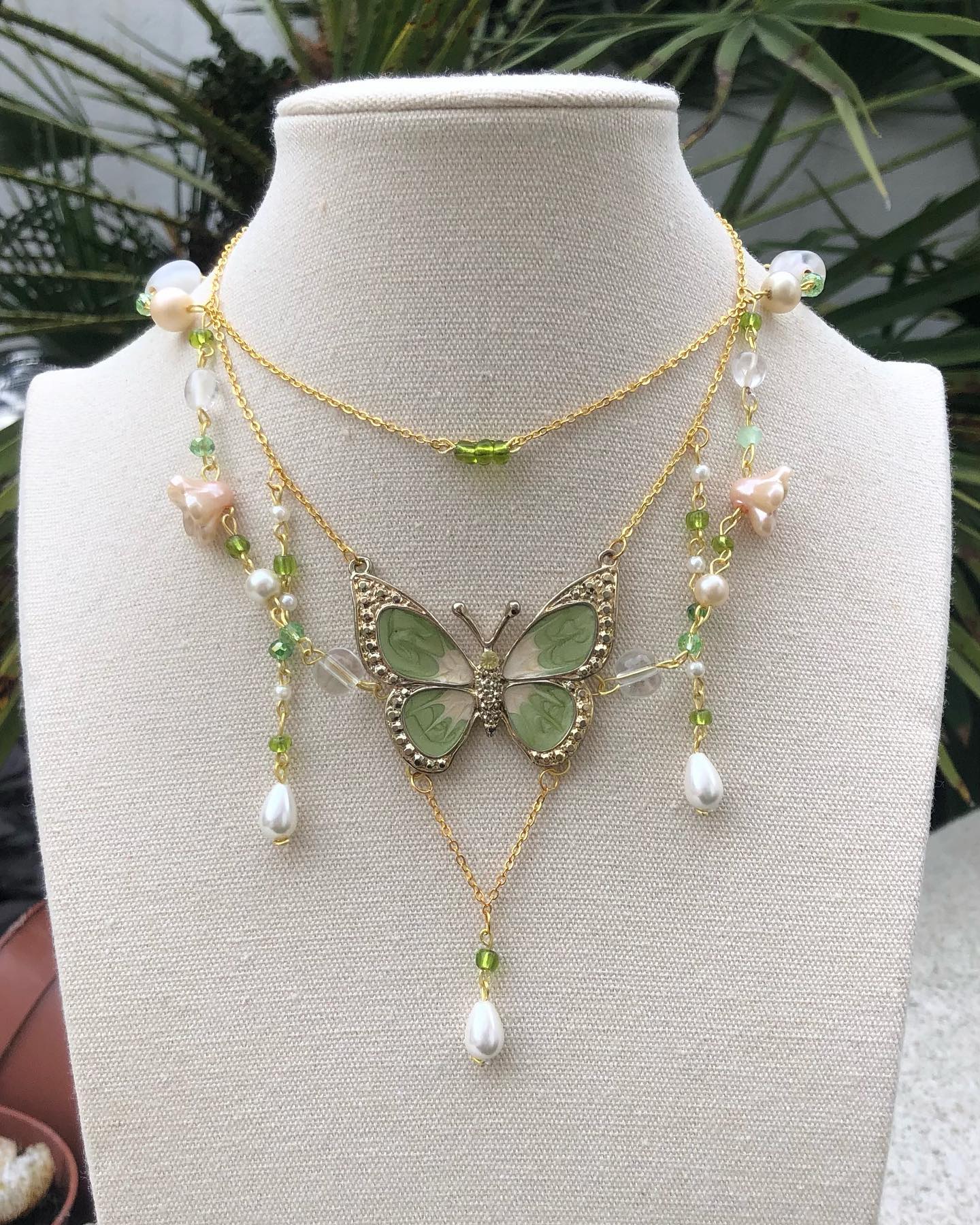 Green Butterfly Fairycore Necklace