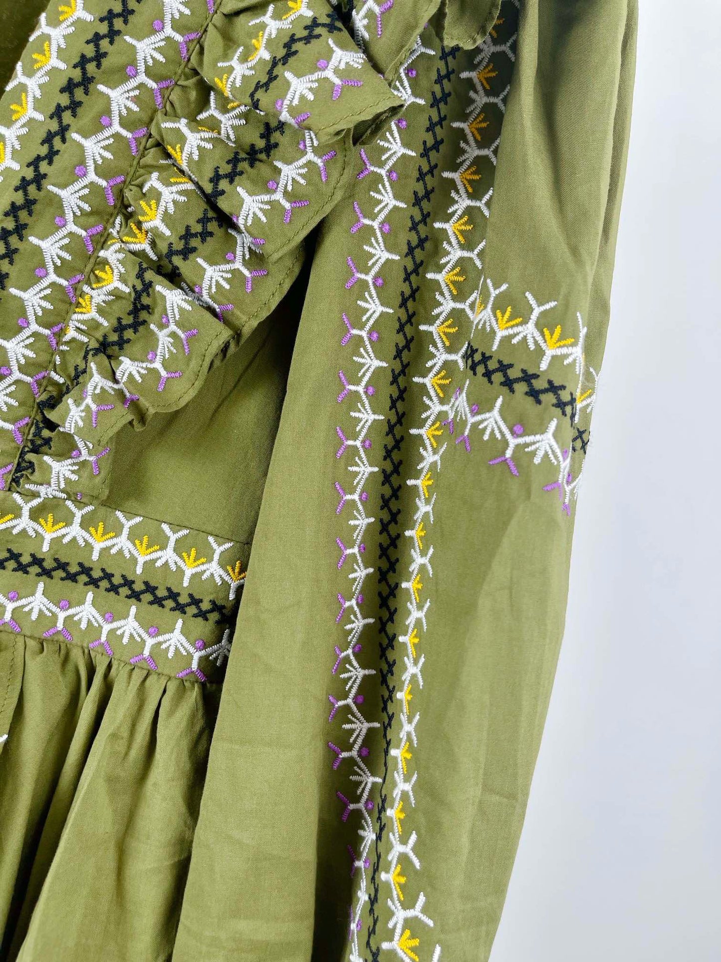 Embroidery Multi-layer Ruffles Mini Dress