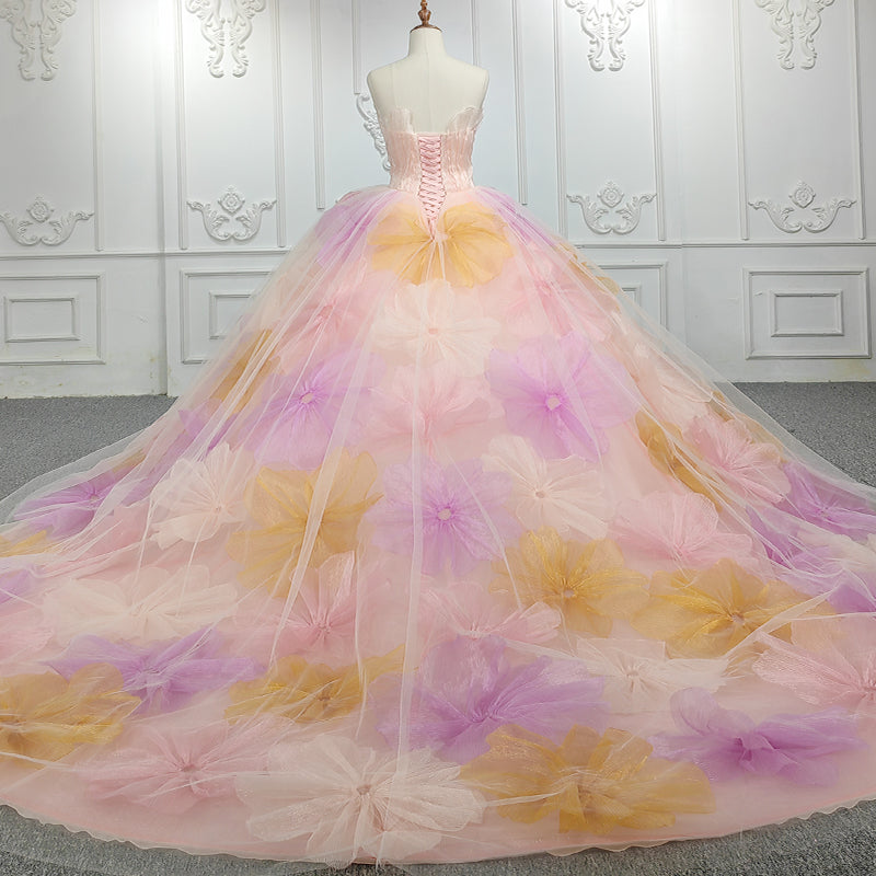 Pink Flower Ball Gown