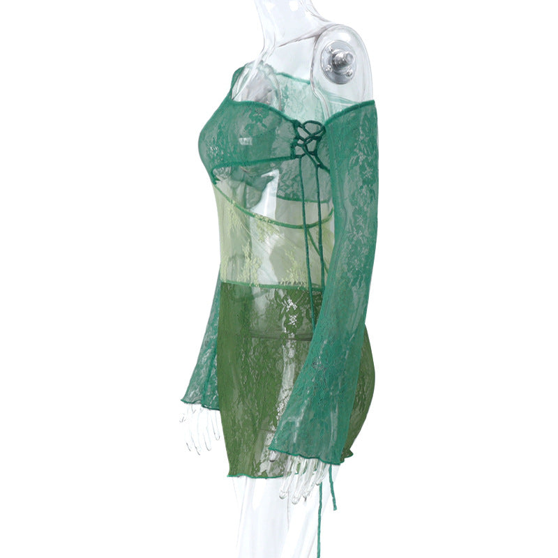 Jacquard Transparent Mini Dress
