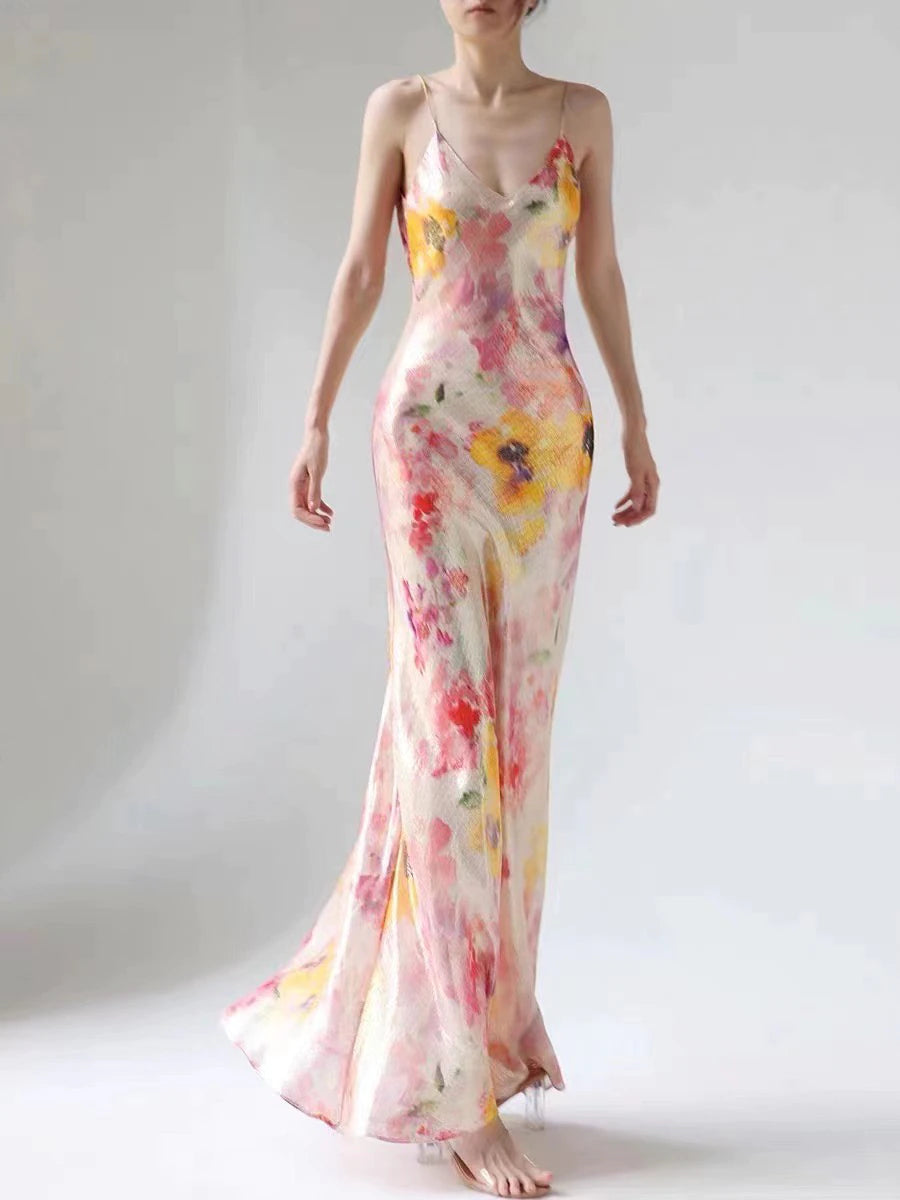 Fairy Pink Silk Maxi Dress