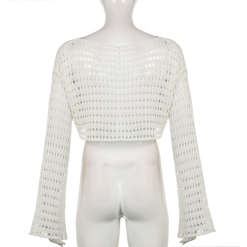Y2K Hollow Out Knitted Crop Top