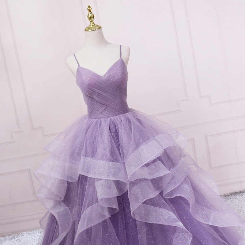 Purple Sequined Evening Gown