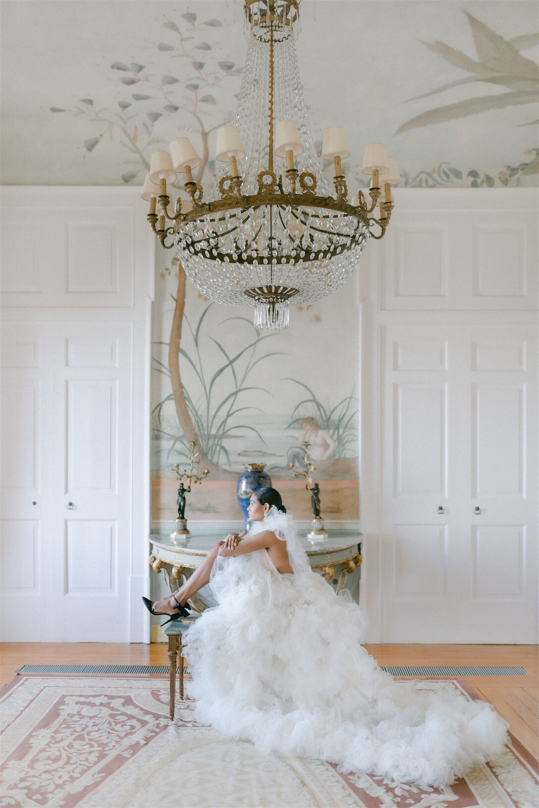 Pure White Fluffy Tiered Tulle Bridal Gown