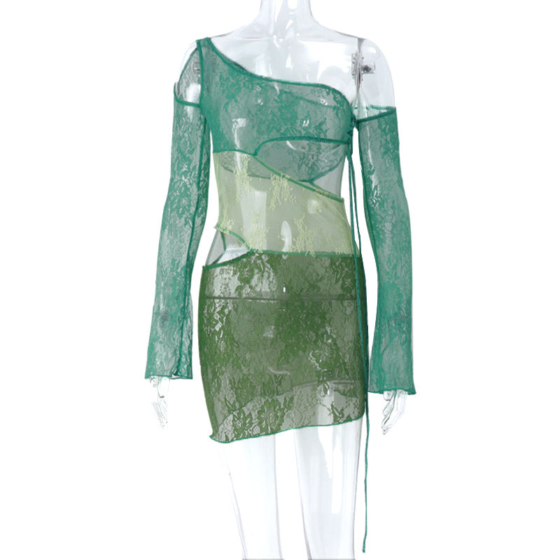 Jacquard Transparent Mini Dress