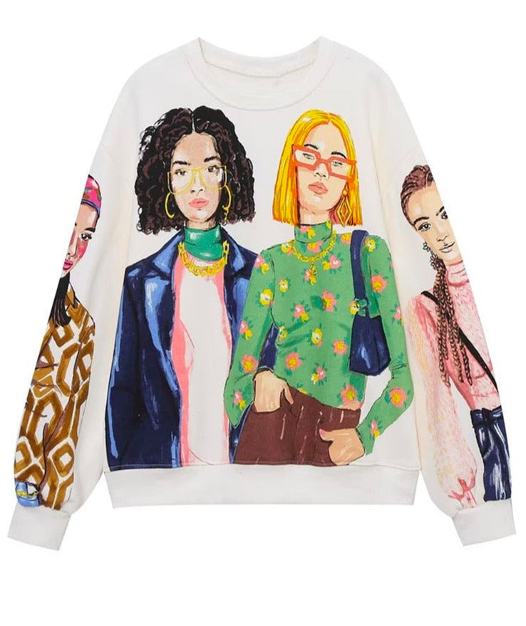 Girls Print Casual Sweatshirts