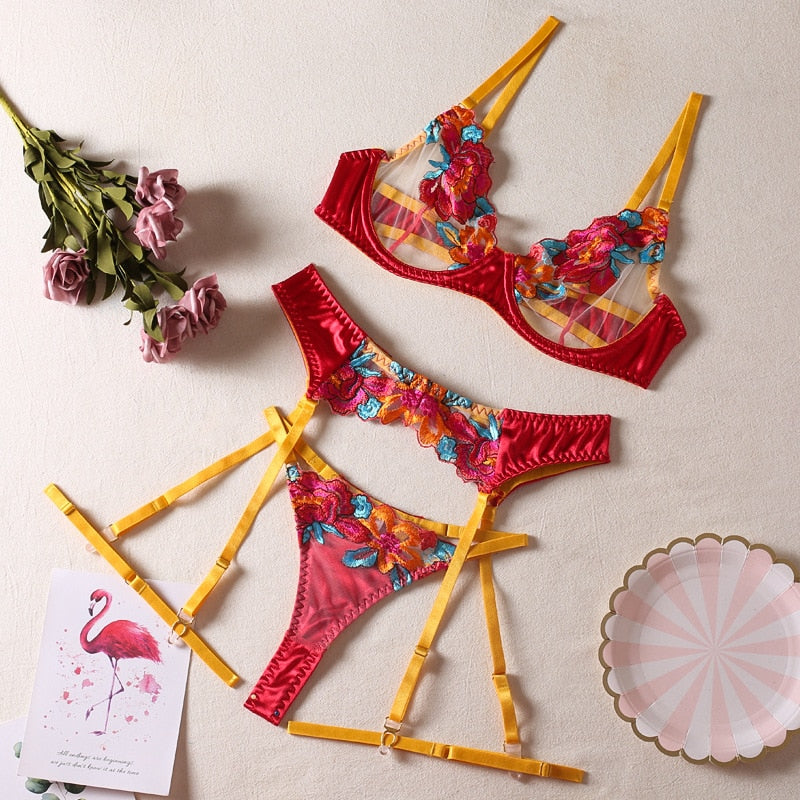 Sexy Flower Embroidered Lingerie