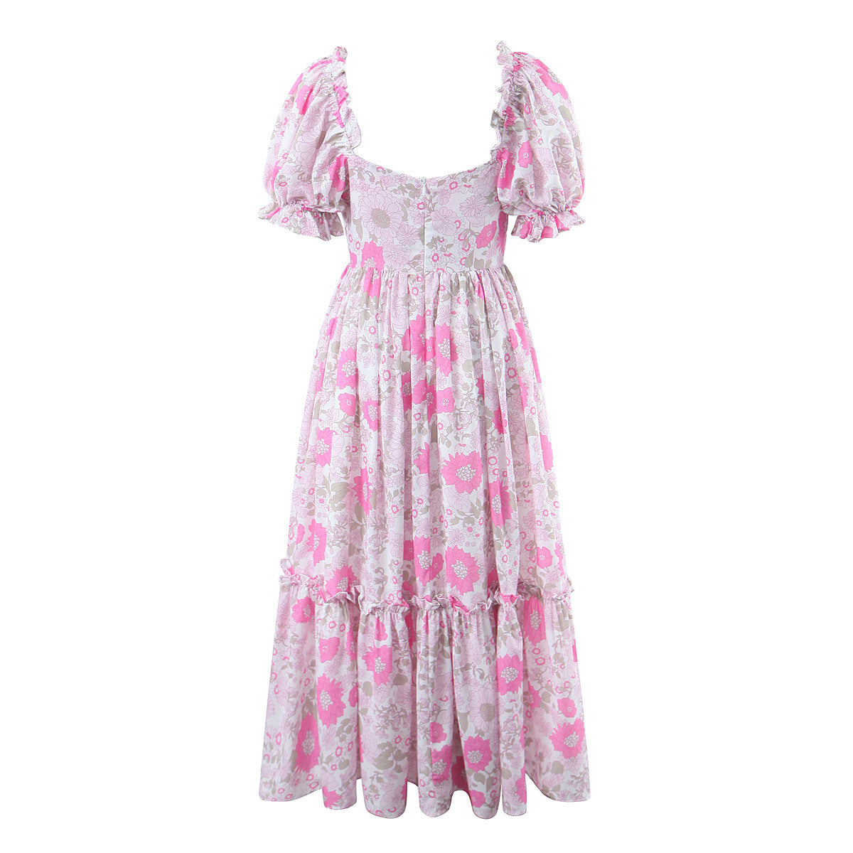 Princess Pink Flower Print Maxi Dress