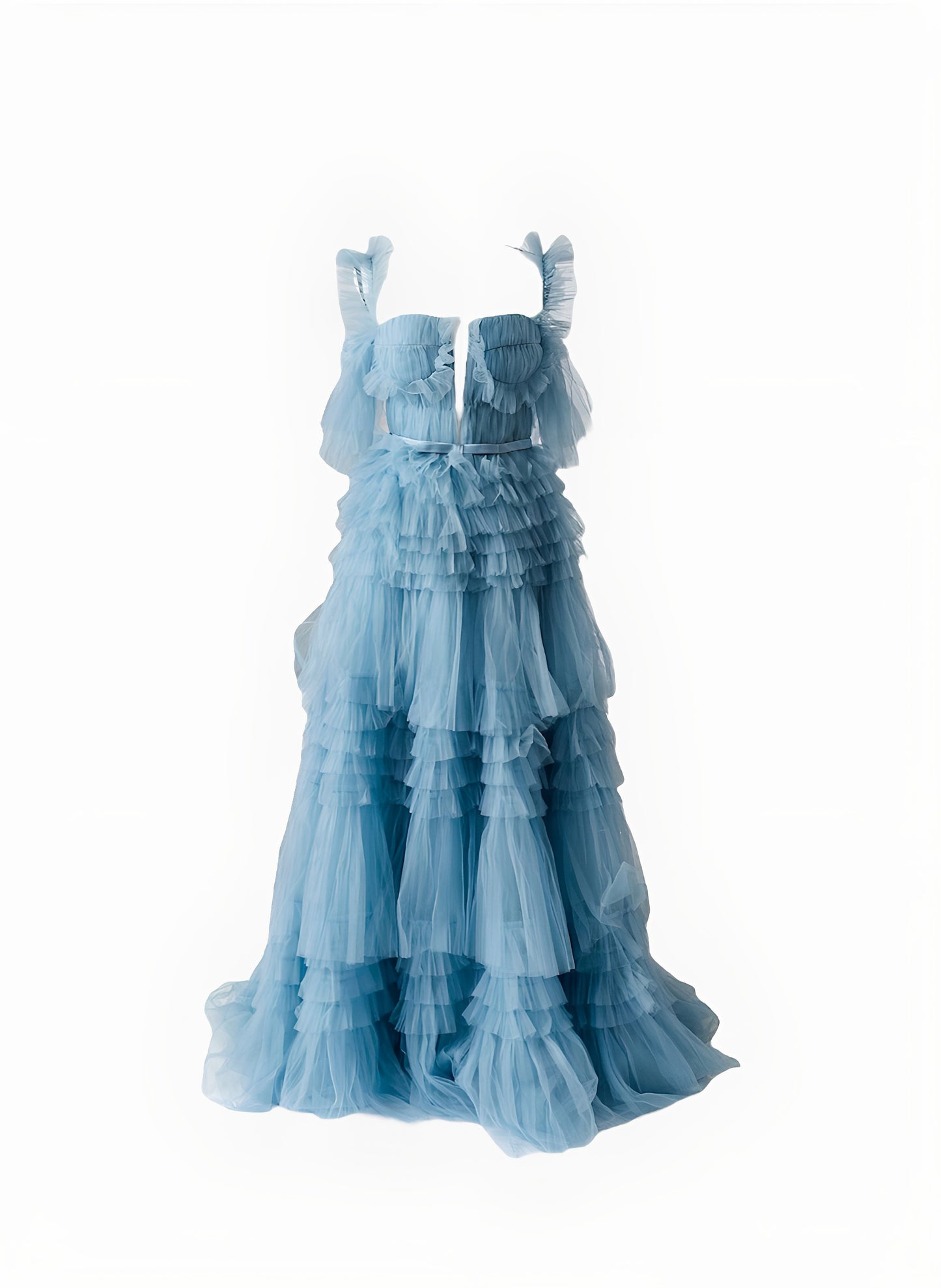 Dusty Blue Fairy Evening Ruffle Dress