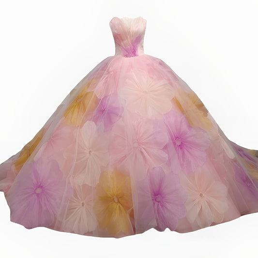 Pink Flower Ball Gown